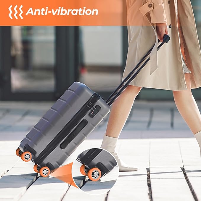 8-Piece Silicone Luggage Wheel Covers-For Dual-Row Spinner Wheels (2.0"-2.4")Diameter Only-Reduces Noise and Prevents Scratches-Designed for Wheels with a Top Clearance Greater Than 0.12" (Orange)