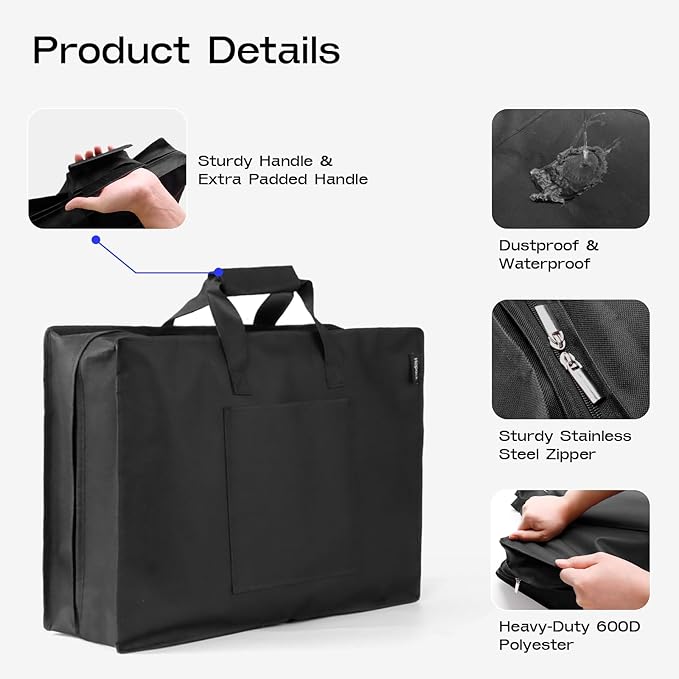 Shoe Bag for Travel with Handle, Travel Shoe Organizer Portable Luggage Shoe Storage Bag, Shoe Bags for Packing in Suitcase (Black)