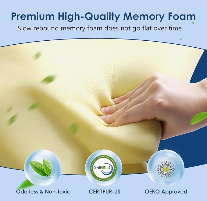 Cervical Neck Pillow Side Sleeper Pillow Ergonomic Memory Foam Contour Pillow for Pillow for Neck Pain Relief, Cooling Breathable Certified Cervical Pillow for Back and Stomach Sleeping(Gray)