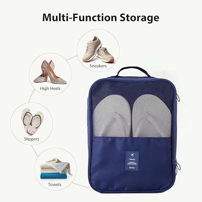 Travel Shoe Bag Holds 3 Pair of Shoes, Hezelf Shoe Storage Pouch for Travel and Daily Use, Travel Suitcase Shoe Organizer, Waterproof