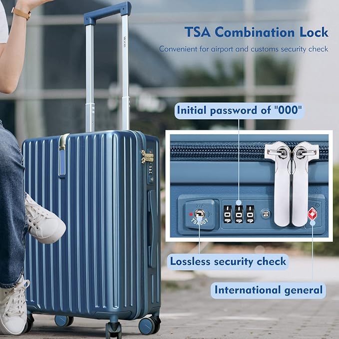 28 Inch Expandable Luggage with Wheels Checked Bag Luggage Hard Shell PC Suitcases Lightweight Travel Checked Luggage Large Suitcase with Lock for Woman Men Travel
