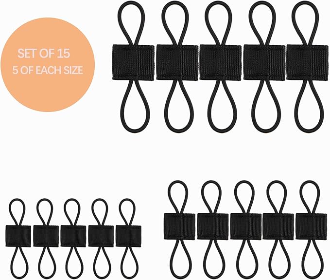 15 Pack Molle Attachments, Molle Webbing Binding Ribbon, Tactical Gear Holder Clip, Backpack Accessories, Molle Web Dominator Elastic Strings Buckle, Multipurpose Tactical Bag Accessories