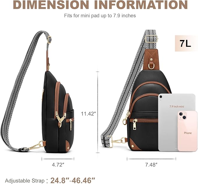 SYTRAH Anti Theft Crossbody Bags for Women, RFID Sling Bag Travel Purse, RFID Cross Body Purses Chest Bag for Travel Black Brown