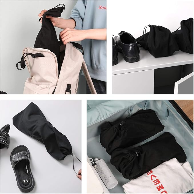 PlasMaller Shoe Storage Bags 100% Cotton with Drawstring for Men and Women for Travel Protecting and Storing Shoes