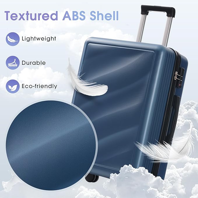 Hardshell Luggage, Lightweight Suitcases with Spinner Wheels Crystal Blue