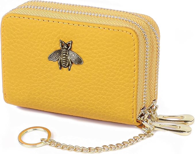 imeetu RFID Credit Card Holder, Small Leather Zipper Card Case Wallet for Women