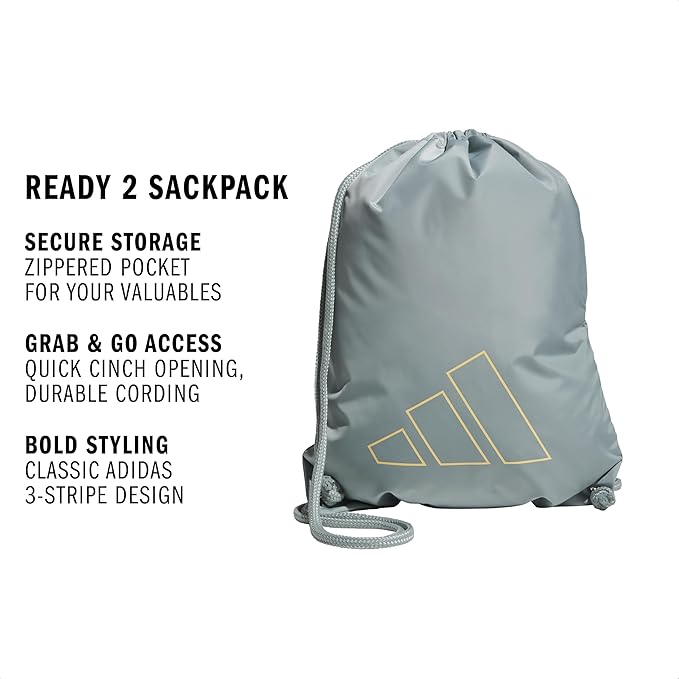 adidas Ready Sackpack – Drawstring Backpack Lightweight Small Gym Bag