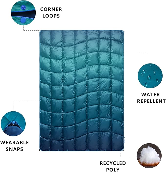 Camping Blanket, Puffy Blanket Lightweight Windproof Water Resistant for Outdoors,Hiking, Backpacking,Beach,Car,Picnic,Stadium