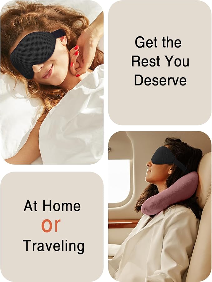 MABAO Sleep Mask for Side Sleeper, Eye Mask for Sleeping Women Men, 3D Contoured Cup No Eye Pressure 100% Light Blocking Sleeping Mask with Adjustable Strap Night Blindfold Flight, Travel, Nap, Black