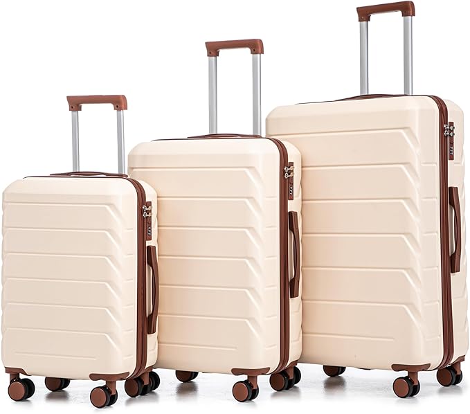 Merax 3 Piece ABS Hardshell Luggage Sets Spinner Wheel Suitcase Suit Case