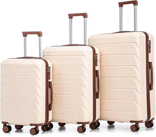 Merax 3 Piece ABS Hardshell Luggage Sets Spinner Wheel Suitcase Suit Case