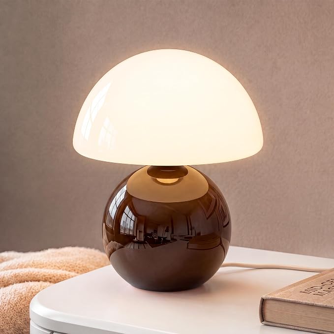 Mushroom Lamp Table Lamp for Bedroom,Desk Bedside Small Lamps for Living Room Night Stands,Mushroom Decor Cute Mini Modern Mid Century Lamps,Unique Aesthetic Home Living Room Decor(Coffee)