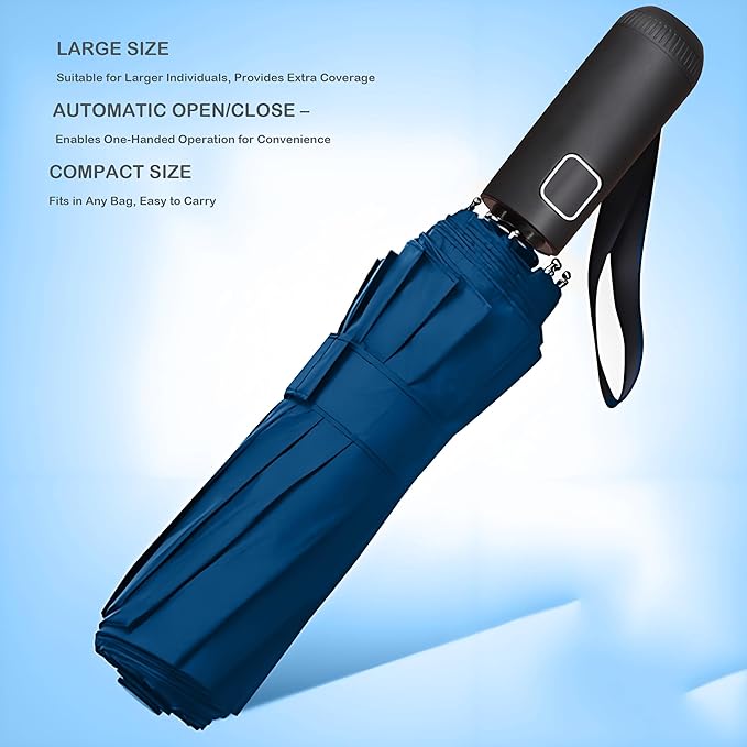 SIEPASA Windproof Travel Compact Umbrella-Automatic Umbrellas for Rain-Compact Folding Umbrella, Travel Umbrella Compact, Windproof Umbrellas for Men Women Teenage.(Navy Blue, 54 Inch)