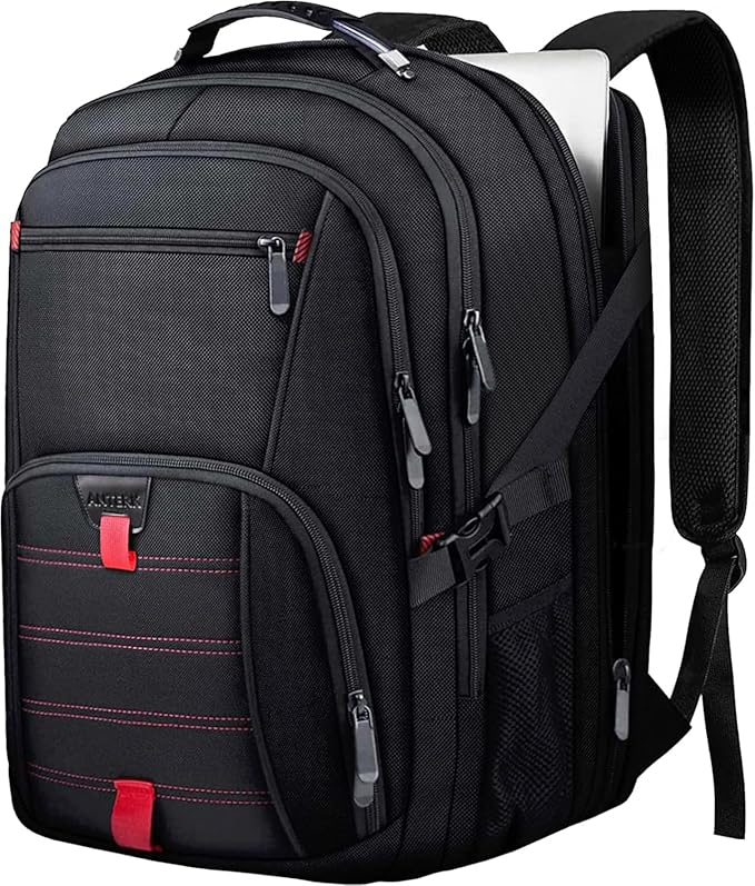 Extra Large Travel Laptop Backpack, 17.3 Inch Carry on Backpack for Men Women, Big Anti Theft Water Resistant College Bussiness TSA Airline Approved Work Computer Backpack, Black
