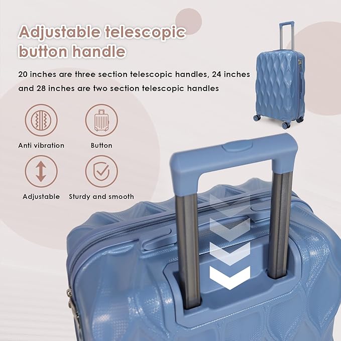 luggage sets 3 piece, 3 piece luggage sets with spinner wheels Hardside Lightweight Luggage 20in 24in 28in. (blue)