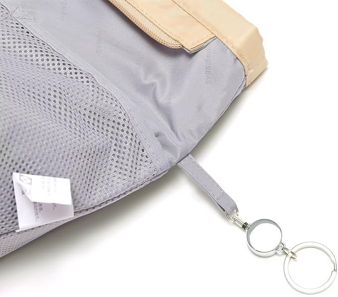 iN. Purse Organizer Insert with zipper, Nylon fabric Storage Bag with handles, for womens Handbags & Tote bags, neverfull, lightweight small sized Beige
