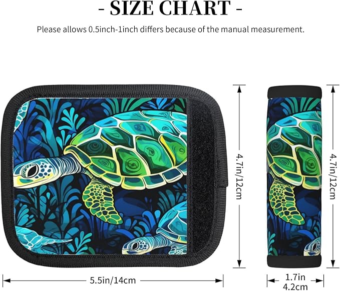 Luggage Handle Wraps Sea Turtles Ocean Tortoise Luggage Identifiers Soft Neoprene Luggage Handle Wraps For Suitcase Trolley Handle Grip Cover 2 Pack Luggage Tags