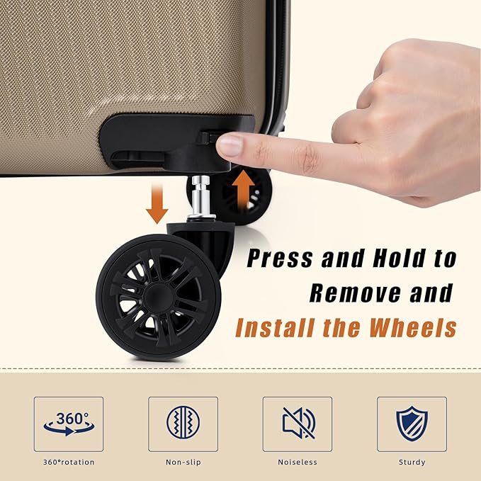 Expandable Carry on Luggage Sets,Suitcases with Detachable Wheels Hardshell 22x14x9 Airline Approved,Lightweight Luggage Set with TSA Lock,Carry on Suitcase