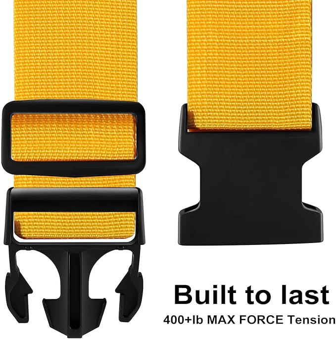 Luggage Straps for Suitcases TSA Approved-2 Pack Bright Personalized Luggage Belt Strap for Suitcase/Carry On Bag Luggage Accessories for Travel (Yellow)