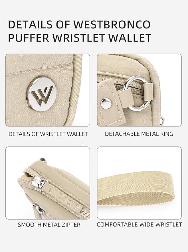 WESTBRONCO Wristlet Wallets for Women – RFID Blocking Quilted Nylon Phone Wallet, Card Holder Purse for Travel & Everyday Use