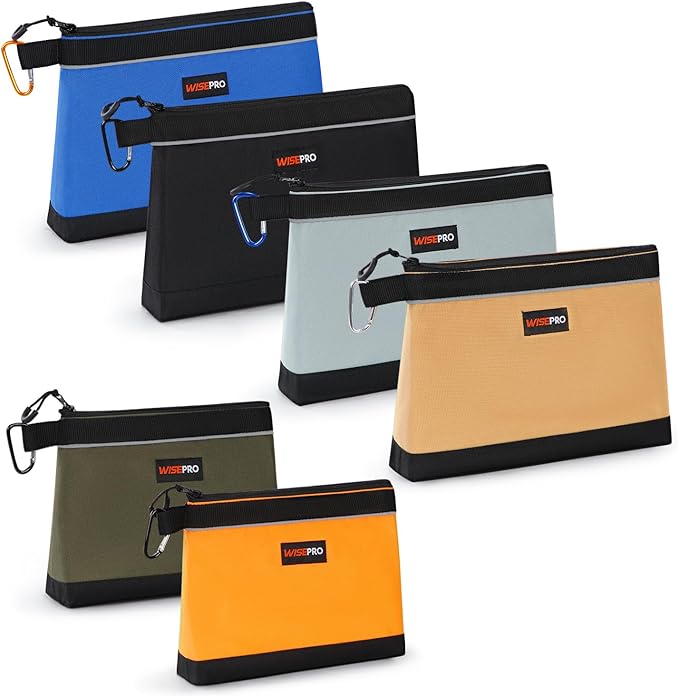 Zipper Tool Pouches, Multi-Purpose Utility Tool Bags Organizer for Small Hand Tools, Screws, Nails, Hardware, Pliers & Wrenches, Storage Pouch Set for Electricians, Plumbers, HVAC & Mechanics