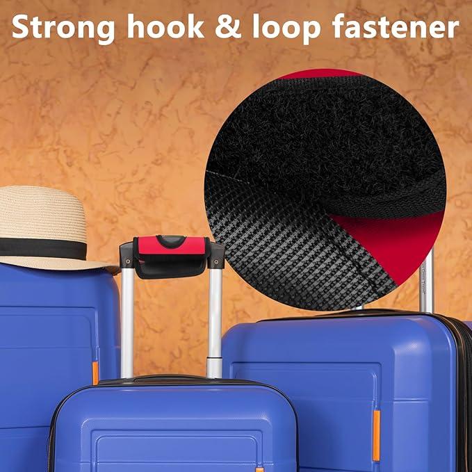 5 Pcs Neoprene Luggage Handle Wrap Handle Grip Luggage Tags Identifier Hollow Design for Push-Button, Bright Luggage Markers for Airport Travel Luggage Suitcase Trolley Case