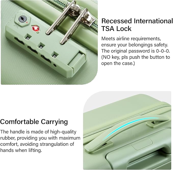 Hanke 28 Inch Luggage with Spinner Wheels Large Travel Suitcase Tsa Hard Case Luggage for Women Men Rolling Checked Luggages(Bamboo Green)