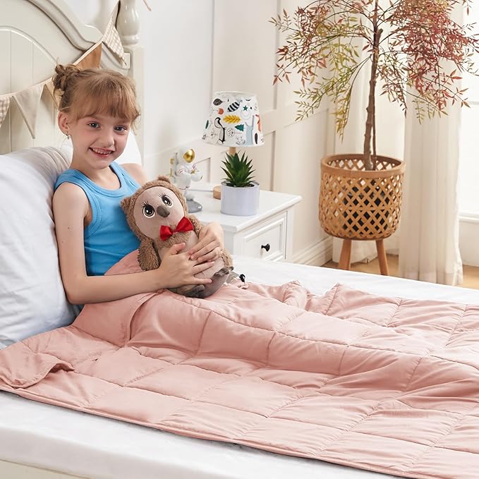 yescool Pink Weighted Blanket 5 Pounds Cooling Weighted Lap Blanket, Heavy Blanket for Sleeping, Weighted Throw Blanket Gifts for 40-60lbs, 40"x60"