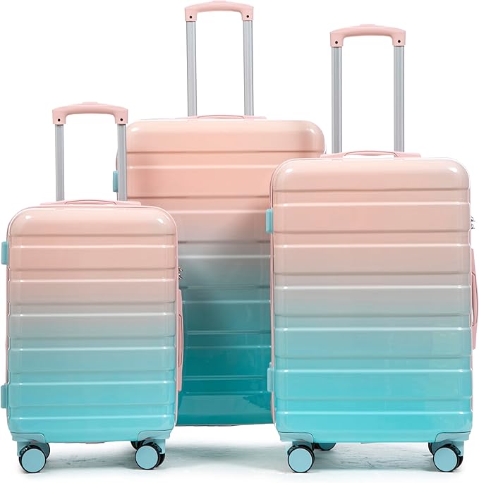 Luggage Sets, ABS Hardshell Suitcase Spinner Wheels and Lock