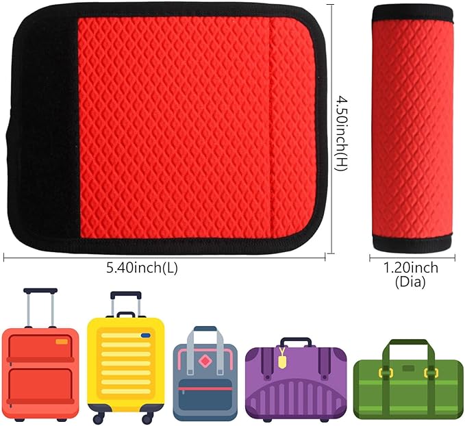 Luggage Handle Wrap for Suitcase/Carry On/Backpacks-Neoprene Luggage Handle Wraps Bright Luggage Identifiers/Tags/Spotter/Markers Travel Accessories/Essentials-Red