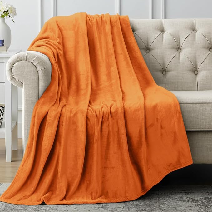 Utopia Bedding Fleece Blanket Throw Size Burnt Orange 300GSM Luxury Anti-Static Fuzzy Soft Microfiber Blanket for Couch, Sofa and Bed (50x60 Inch)