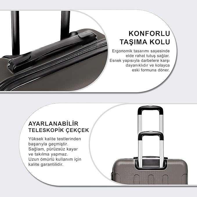 3 Piece ABS Luggage Set – Lightweight Suitcases with Spinner Wheels – 3 Different Sizes – TSA Lock – Hard Shell Travel Luggage for Men & Women
