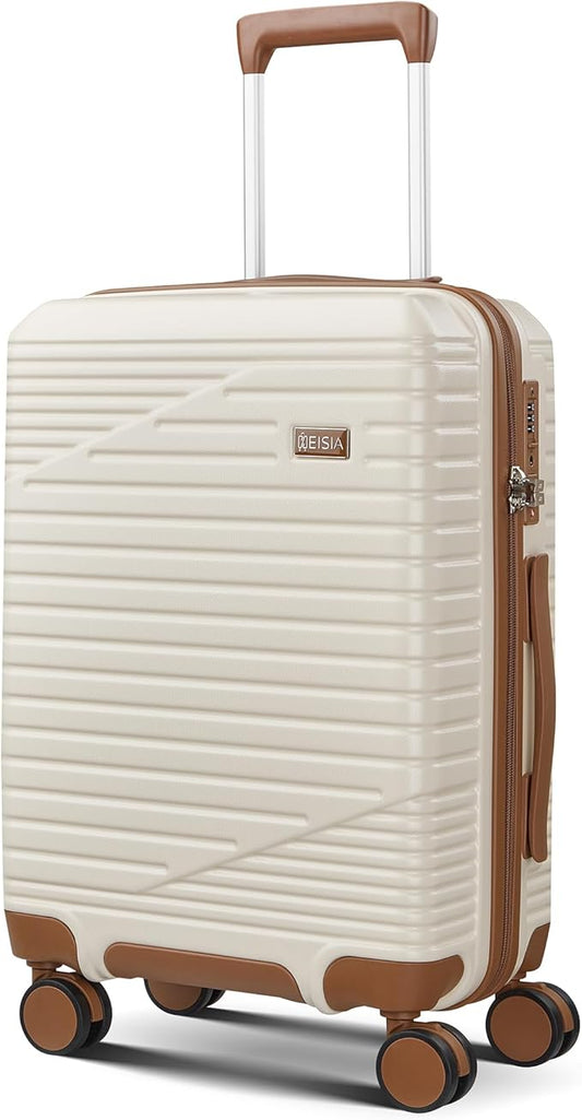 Luggage Sets 3 Piece, Expandable Hard Shell Carry on Suitcase with Spinner Wheels and TSA Lock, Travel Lightweight Luggage Set with YKK Zippers (Beige, Carry-on 20 Inch)