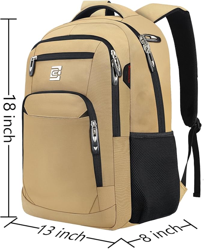 Volher Laptop Backpack,Business Travel Anti Theft Slim Durable Laptops Backpack,Water Resistant College Computer Bag for Women & Men Fits 15.6 Inch Laptop and Notebook-Khaki