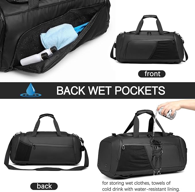 Gym Bag for Men with Shoes Compartment - 40L Duffle Bag for Travel with Wet Pocket & Laptop Compartment,Waterproof Carry On Sports Bags Gym Backpack with Water Bottle Holder