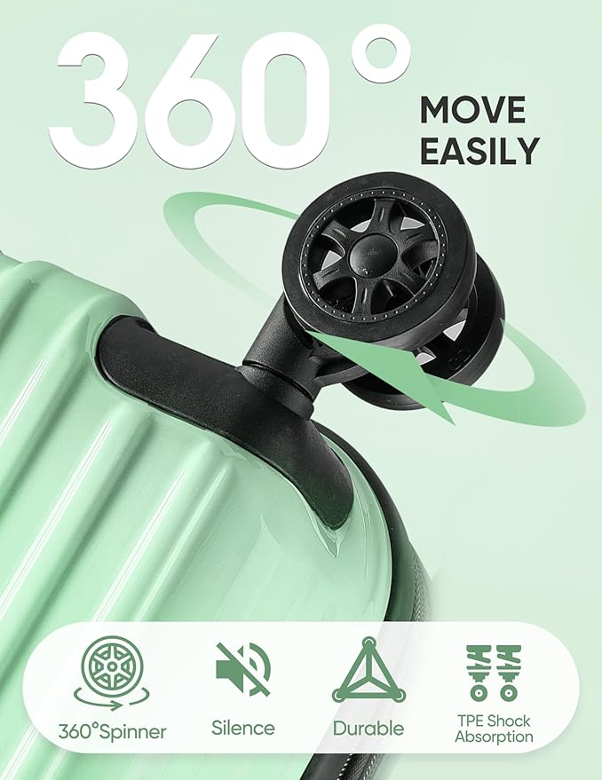 Carry on Luggage - Airline Approved Suitcases with Spinner Wheels, Built-In TSA Lock，Hard Shell Expandable Suitcases