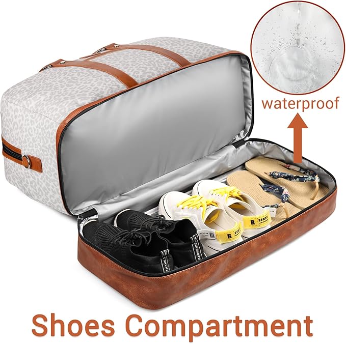 Weekender Bag for Women, Large Overnight Bag Canvas Travel Duffel Bag Carry On Tote with Shoe Compartment 21" 3Pcs Set