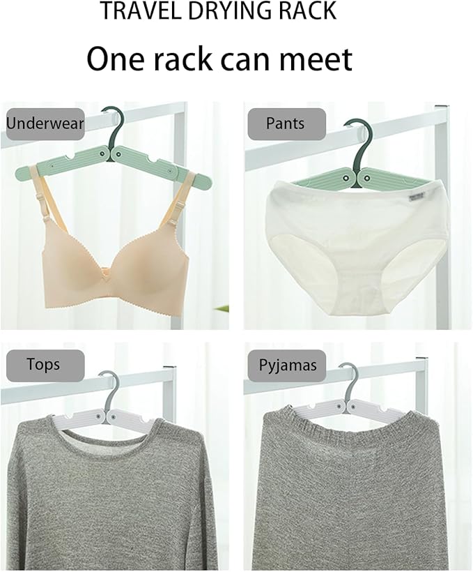Foldable Travel Hangers, ABS Plastic, Expandable 10-15 Inch, Heavy Duty Clothes Hangers with Space Saving Design for Business Trips 3 PCS(Green)