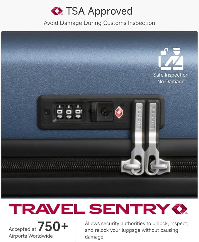 LUGGEX Carry On Luggage 22x14x9 Airline Approved, L2 100% PC Hard Shell Travel Suitcase with Smooth Spinner Wheels, TSA Lock (EX-Core, Silver, 20 Inch, 40L)