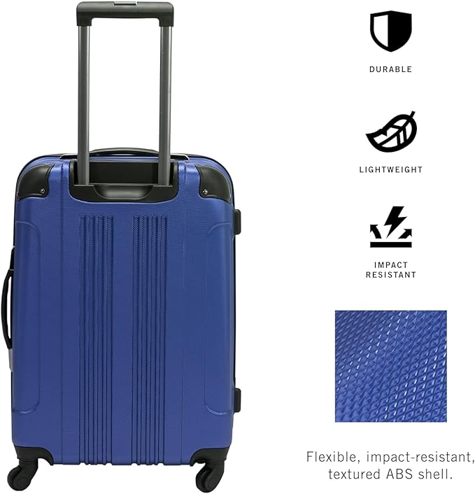 Kenneth Cole REACTION Out of Bounds Lightweight Hardshell 4-Wheel Spinner Luggage, Cobalt Blue, 24-Inch Checked