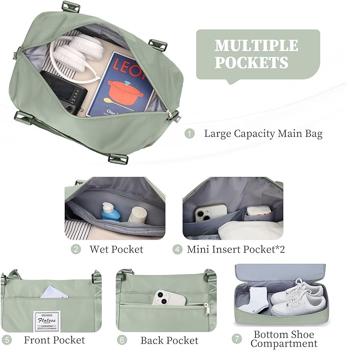Weekender Bags for Women,Personal Item Travel Bag with Shoes Compartment,Overnight Travel Duffel Bag with Toiletry Bag,Medium