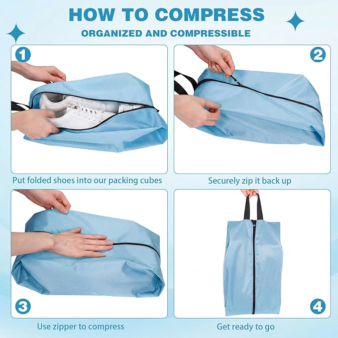 6 Pcs Travel Shoe Bags with Zipper Portable Suitcase Shoe Organizer Packing for Men Women Nylon Multicolor(Mixed,Pastel)