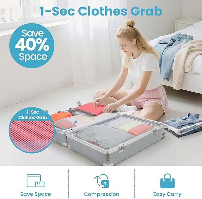 Cambond Compression Packing Cubes for Travel - Lightweight Expandable Travel Bags Luggage Organizers Travel Essentials Compression Cubes for Travel Space Saver for Carry on Suitcases Organizer