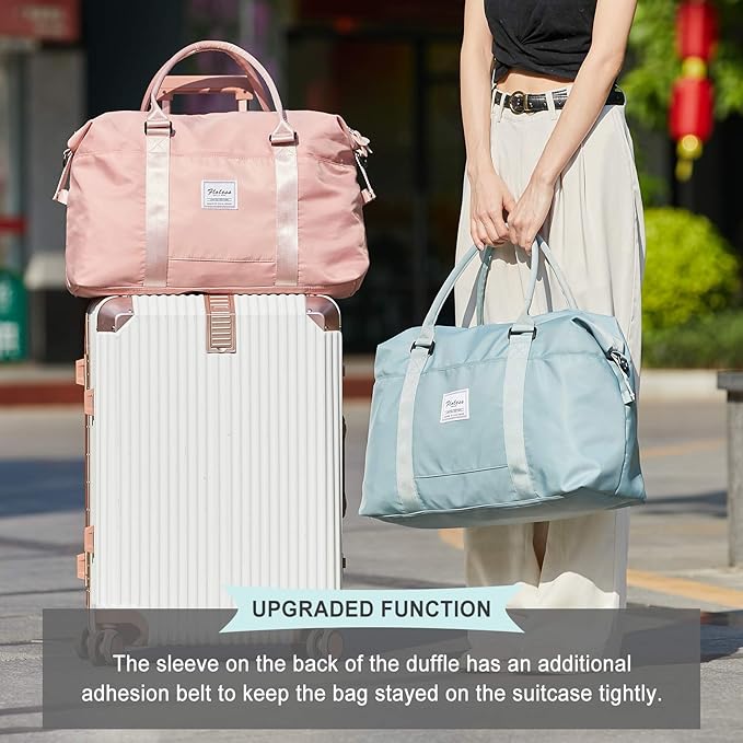 HYC00 Travel Duffel Bag,Carry-on Overnight Weekender Bags for Women,Sports Tote Gym Bag with Wet Pocket