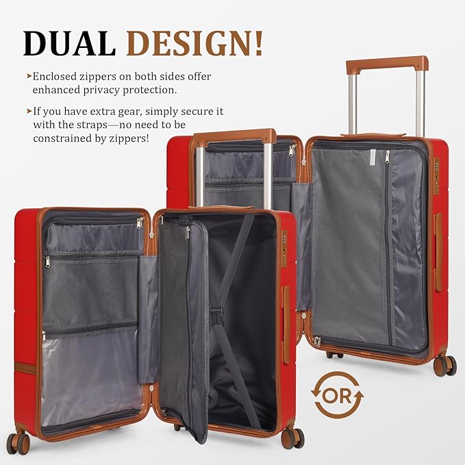 Luggage Sets, 2 Piece Suitcase set with wheels Tsa Lock 20/24 inchi Hardshell Waterproof Travel Suitcases luggage for Women/Men/Family(Red)