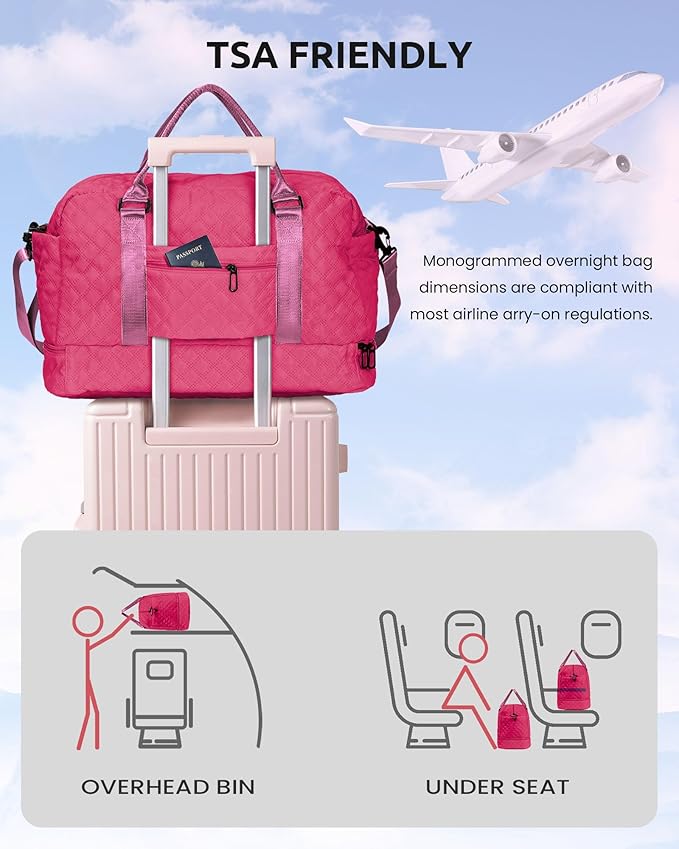 Girls Gifts 10-12, Birthday Gift-Initial Travel Bag with Shoe Compartment, Personalized Weekender Bag, Monogram Overnight Bag for Women, Letter Travel Bag with Makeup Bag (Letter R)