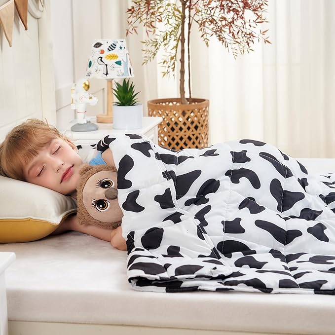 yescool Cow Print Weighted Blanket 3 Pounds Cooling Weighted Lap Blanket, Heavy Blanket for Sleeping, Weighted Throw Blanket Gifts for 20-40lbs,36"x48"