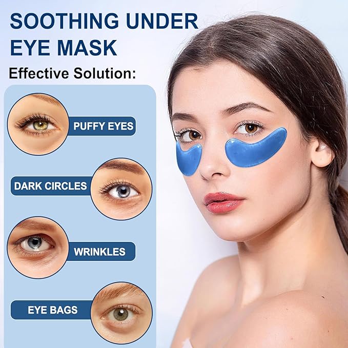 LAVONE Collagen Eye Mask - 30 Pairs Hydrating & Anti-aging Under Eye Patches Skin Care for Dark Circles and Puffiness,Reduce Wrinkles,Eye Bags and Fine Lines,Eye Masks for Women and Man - Blue