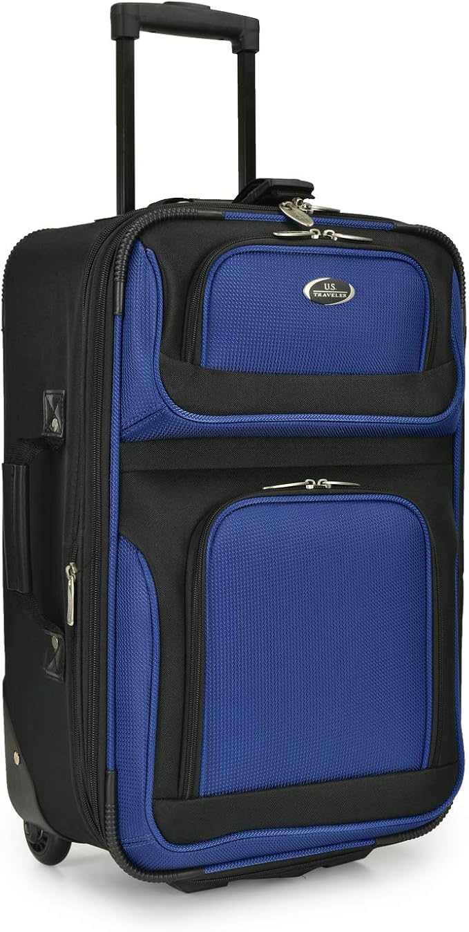 U.S. Traveler New Yorker Lightweight Expandable Rolling Luggage, Blue, 4-Piece Set