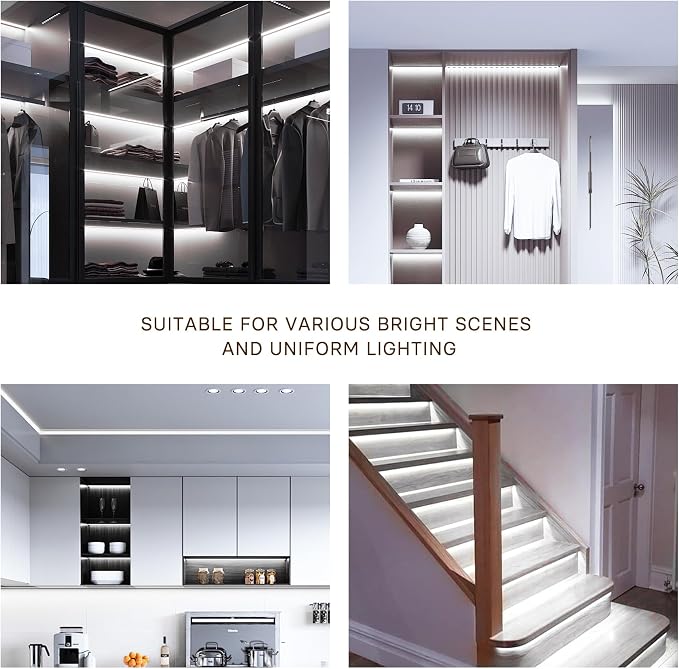 Pandery COB LED Strip Lights Cool White,24V Dimmable led Light Strip KIT with Remote and app Control,6000K 50FT/15m 8mm Wide Ra>90 Cuttable Flexible Strip Lights for Bedroom,Wardrobe,Cabinet